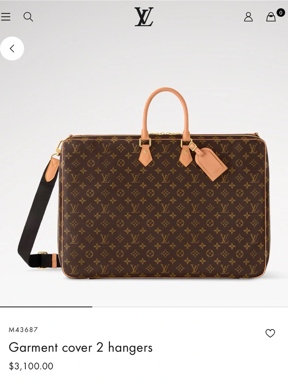 Louis Vuitton Brown Monogram Garment Cover With 2 Hangers